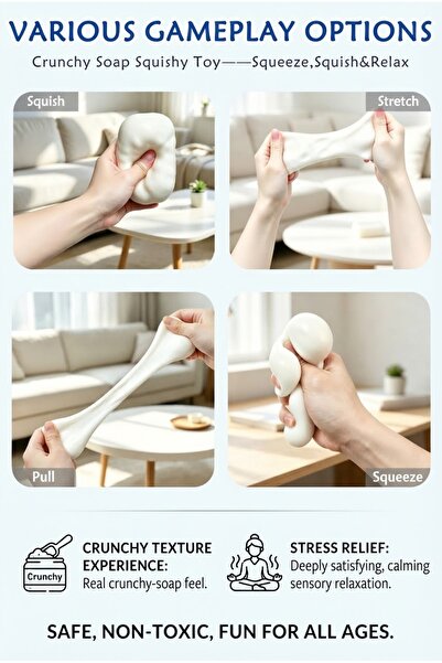 vattara Sabun Crunchy Squishy Güzel Kokulu Çıtırdayan Sukuşi Çıtır Çıtır Ses Çıkaran Squishy Stres Oyuncağı 1 Adet Gönderilecektir