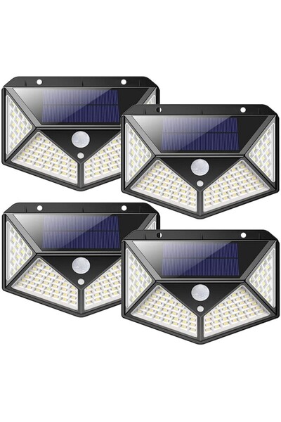 Kosiil Комплект от 4 външни соларни лампи, 100 LED диода, 2200mAh, сензор за ...