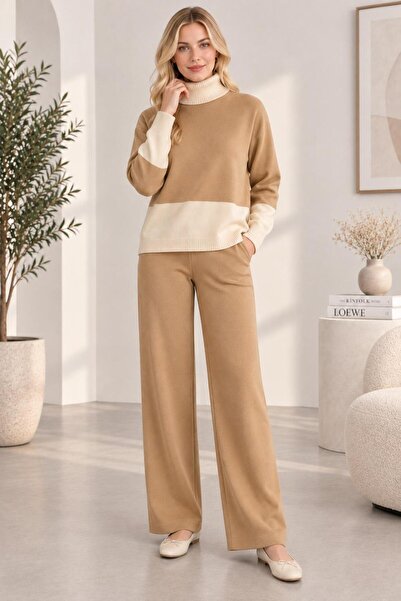 MAY MARA Women's turtleneck blouse and pants 2-piece knitwear set
