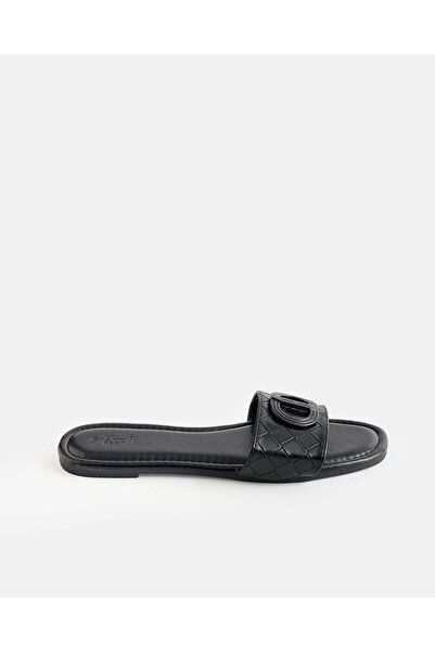 REDTAG Women Black Flat Quilted Upper Sandals