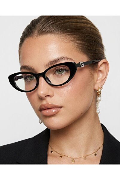 Fine Shine Sezen Siyah Slim Cat Eye Mavi Işık Korumalı Gözlük