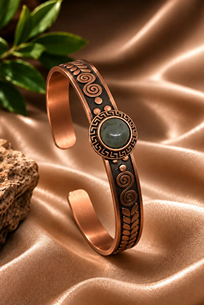 OSMANLI GÜMÜŞ Women's Copper Bracelet Handcrafted Pure Copper with Aventurine...