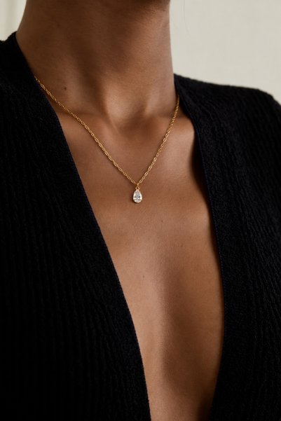 pop up store Drop Stone Steel Chain Single Stone Necklace