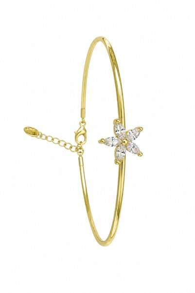 nesdesignn Stone Flower Thin Cuff Bracelet