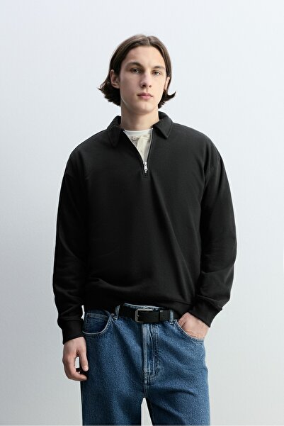 LEFTIES Fermuarlı polo yaka sweatshirt