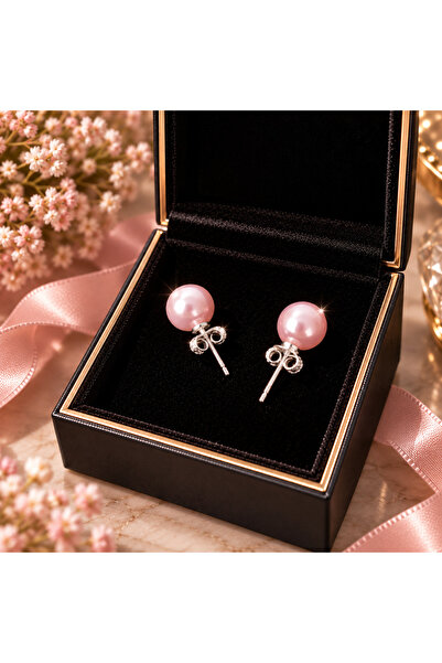 ozzanova OZZA NOVA 925 AYAR GÜMÜŞ 6 MM PEMBE İNCİ KÜPE