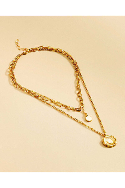 REDTAG Women Gold Embellished Necklaces 3 Piece Set