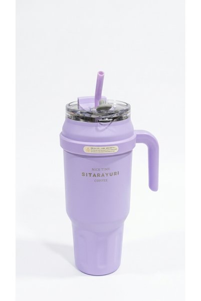 Generic Brand Hot & Cold Insulated Tumbler with Handle and Built-In Straw (La...