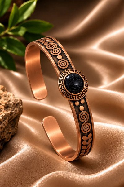 OSMANLI GÜMÜŞ Women's Copper Bracelet Handcrafted Pure Copper Star Dust Natur...