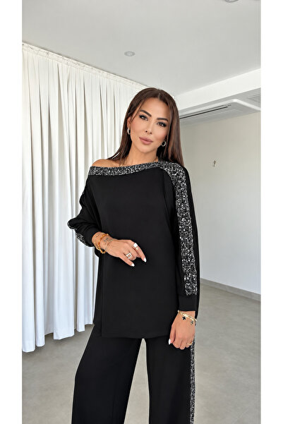 DİDEM GÜLTAKTI Poera Women's Black Sequined Suit