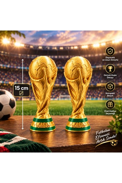 BY KONSEPT Mini Dünya Kupası 2'li Kupa Seti 15 cm – Futbol Figürü Özel Hediye...
