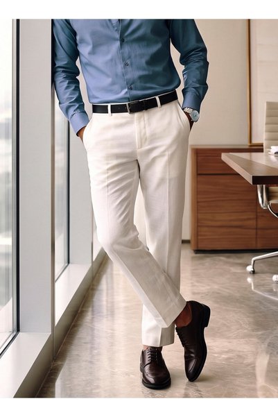FAV Smart Regular Fit Linen Blend Trousers