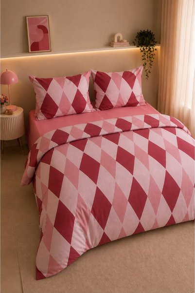Eponj Home Easy-Iron Duvet Cover Set Double Size Pera Pink