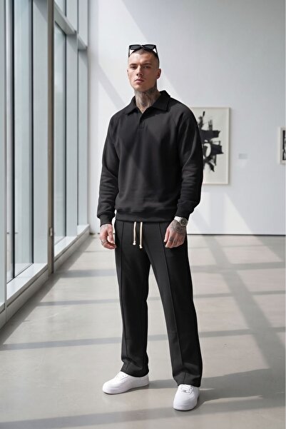 NO 601 Men's Black Roberto Top and Bottom Set