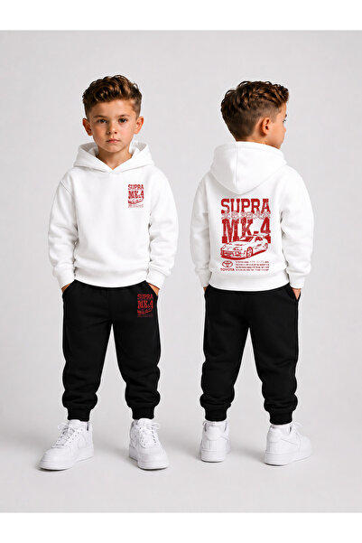 LORVEX Tracksuit Set Hooded Sweatshirt Bottom Top Set Boys 3 Threaded Threade...