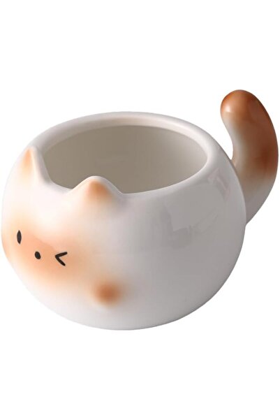 GENERAL Cute Ceramic Cat Coffee Mug, 8oz White Porcelain Cup for Cat Lovers, ...