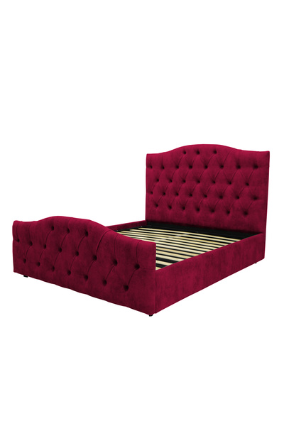 Timflex Pat tapitat Cesare somiera fixa 180x200 cm Catifea Rosu inchis