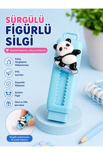 Genel Markalar Sürgülü Figürlü Silgi – Sevimli Ayıcık Panda Tasarımlı Pratik ...