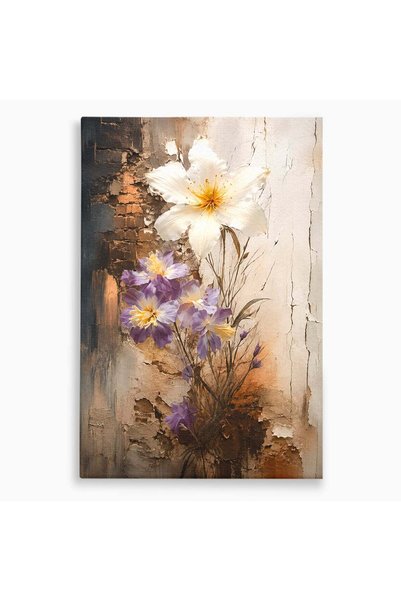 Luxcanva Tablou Canvas Flori Pe Fond Texturat 80x120 cm pe Sasiu Lemn Flori T...