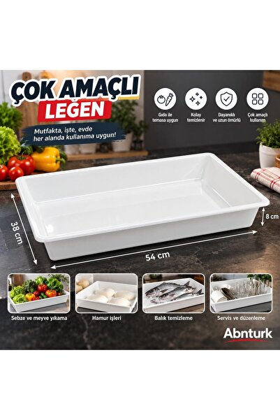 abnturk 54x38x8cm Beyaz Plastik Peynir Leğeni- Büyük Boy Peynir Gıda Küveti Ç...