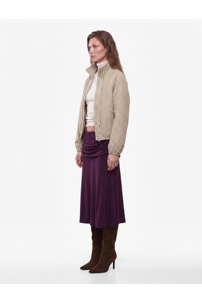 Koton Slim Fit Regular Waist Folded Draped Flowy Long Skirt