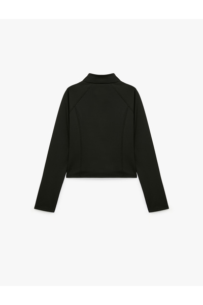 Koton Slim Fit Uzun Reglan Kollu Dikiş Detaylı Fermuarlı Spor Sweatshirt