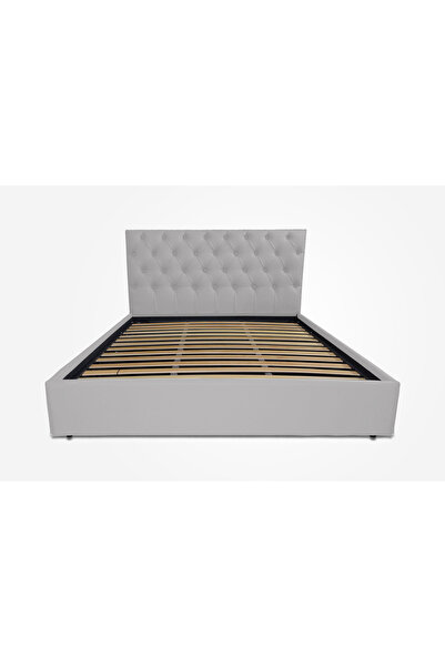 Timflex Pat cu somiera fixa Imperia 140x190 cm Piele ecologica Gri deschis