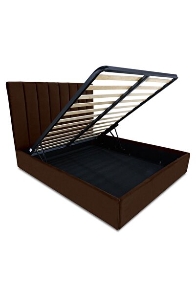 Timflex Pat Rabatabil cu Lada Depozitare ELI 100x190 cm Piele ecologica Maro ...