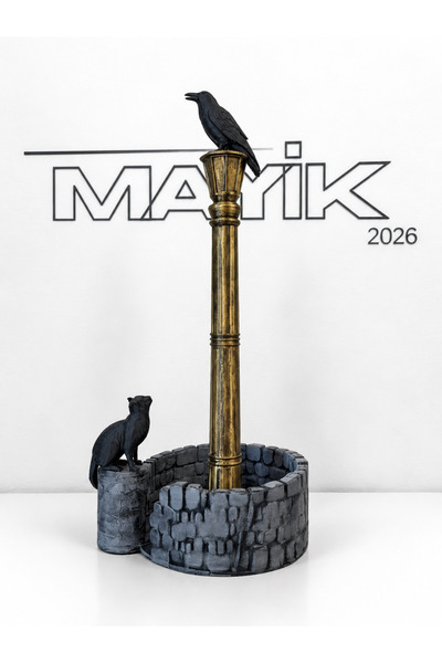 MAYİK2026 Karga ve Kedi Figürlü Dekoratif Havlu Kâğıtlık – Taş Duvar Tasarıml...