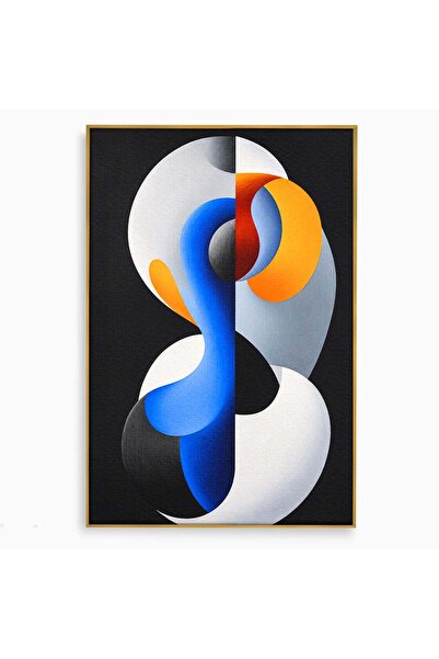 Luxcanva Tablou Canvas Forme Abstracte Dinamice 40x60 cm cu Rama Auriu Abstra...