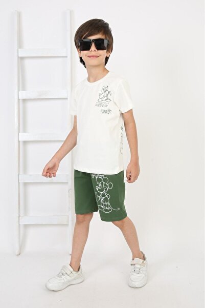 AYKİDSCLUP Boy's Printed T-Shirt and Shorts Set - Summer Cotton 2-Piece Combi...