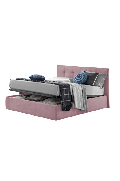 Timflex Pat Rabatabil cu Lada Depozitare Roma 90x190 cm Catifea Violet catife...