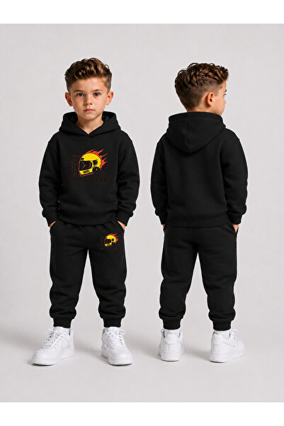 LORVEX Tracksuit Set Hooded Sweatshirt Bottom Top Set Boys 3 Threaded Threade...