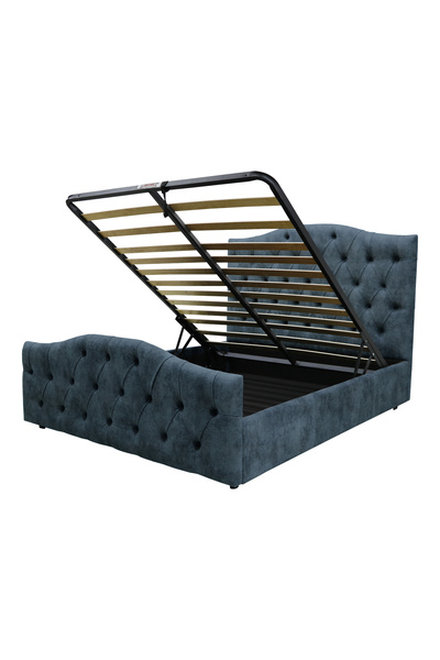 Timflex Pat Rabatabil cu Lada Depozitare Cesare Promo 80x200 cm Velur Deep ocean