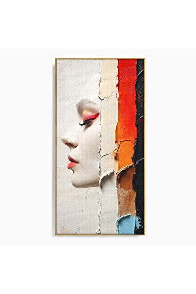 Luxcanva Tablou Canvas Profil Artistic Abstract 60x120 cm cu Rama Auriu Portr...