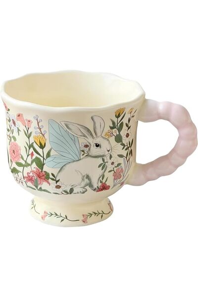 Tazweeq Rabbit Ceramic Coffee Mug, 390 ML Cute Cartoon Tea Cup with Handle, A...