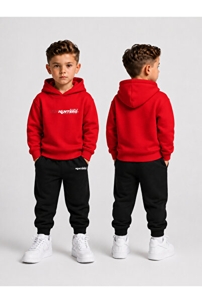 LORVEX Tracksuit Set Hooded Sweatshirt Bottom Top Set Boys 3 Threaded Threade...