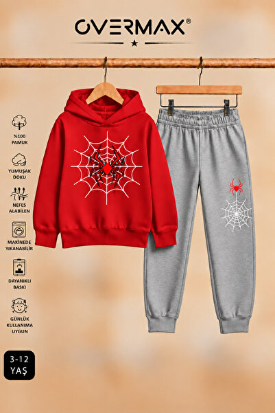 OVERMAX Set hanorac cu glugă și pantaloni de trening cu imprimeu Spider Web –...