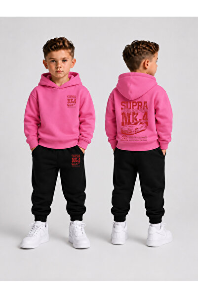 LORVEX Tracksuit Set Hooded Sweatshirt Bottom Top Set Boys 3 Threaded Threade...