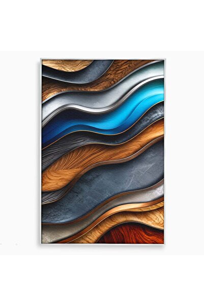 Luxcanva Tablou Canvas Valuri Abstracte 40x60 cm cu Rama Argintiu Abstract Va...