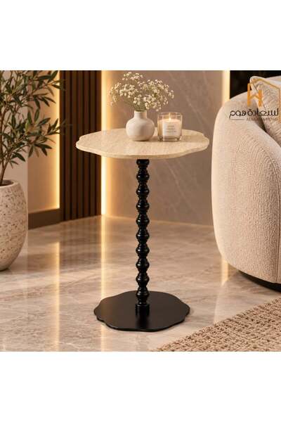 Al Saada Home طاولة خدمة فردية - أسود وبيج