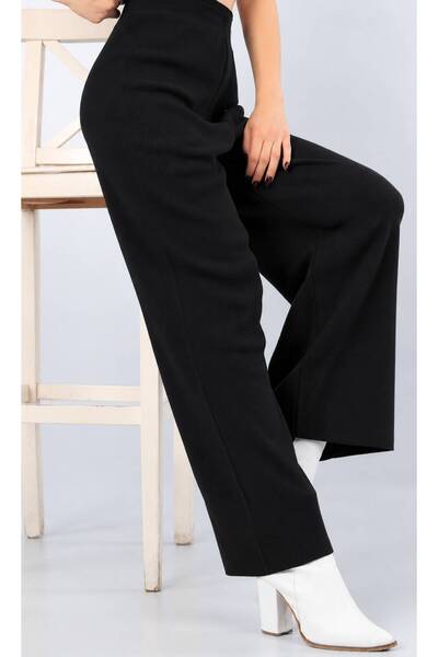 modazoom Pantaloni negri din tricotaje cu talie elastică