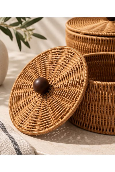 BUCOLIC 3’lü Boho Rattan Düzenleyici Sepet Seti