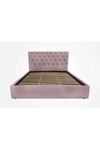 Timflex Pat tapitat cu somiera fixa Imperia Catifea Roz flamingo