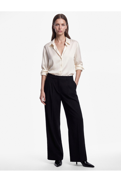 Koton High Waist Pleated Pocketed Balloon Form Barrel Fabric Trousers