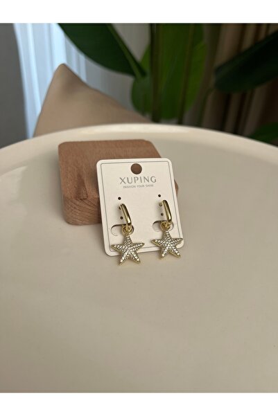 XUPING JEWELRY Zirkon taşlı yıldız detay sallantılı küpe
