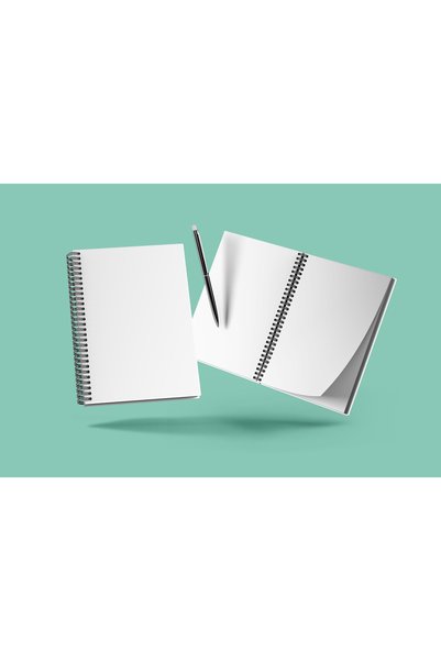 Fragman Yayınları A4 72 Sheets 2 Pieces Unlined Black School Notebook Notepad Gift Plastic Cover Spiral Bound