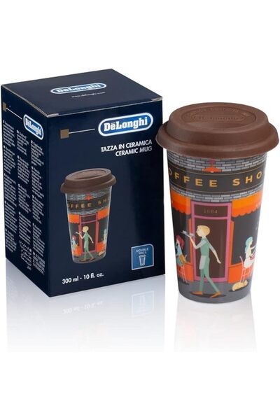 De'Longhi Travel Mug Double Wall Thermos for Hot and Cold Drinks, Easy to Car...