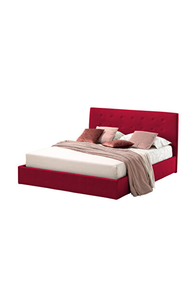 Timflex Pat cu Somiera Abra PAL 100x190 cm Catifea Rosu inchis
