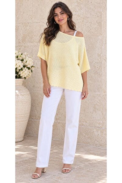 AGORATEKSTİL Women's Openwork Knitwear Blouse Length 55 cm 40-46